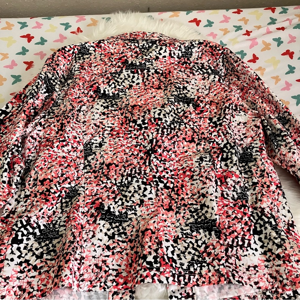 Christopher & Banks Pink and Black Jean Jacket